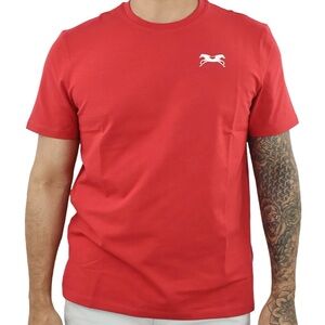Red and White Short Sleeve Tee with Logo